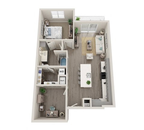 a1 floor plan  1 bedroom with 2 baths  119